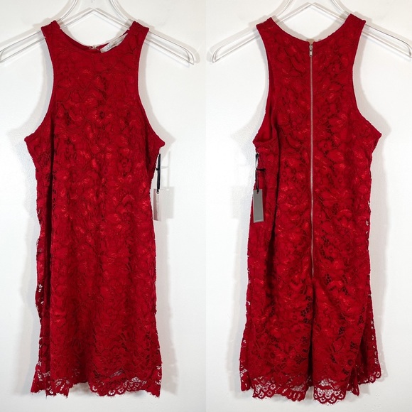 NWT Lovers + Friends Red Merlot Caspian Shift Cocktail Dress Sleeveless Lace - Picture 2 of 11